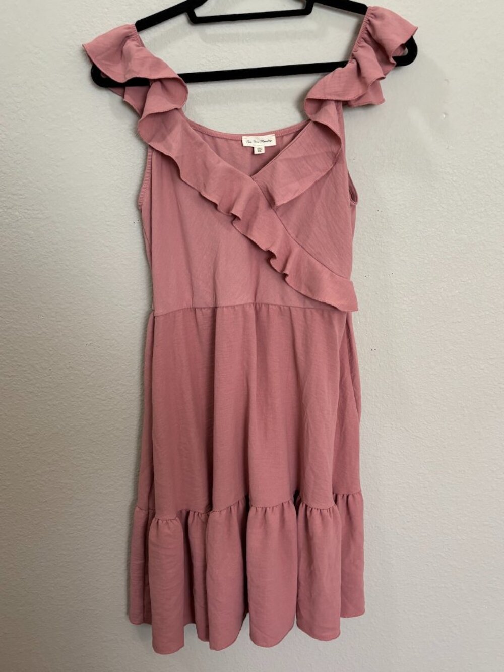 See You Monday Pink Ruffle Tiered V-Neck Mini Dress Size XL